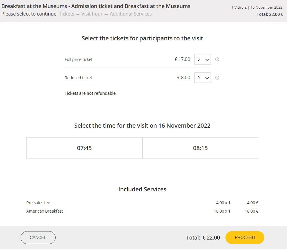 Screen shot showing entry points to book a ticket