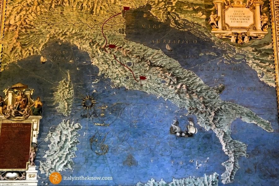 Picture of a map of Italy in the Gallery of Maps at the Vatican Museum