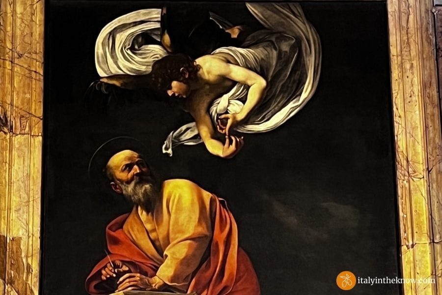 Picture of the painting, Inspiration of Saint Matthew, by Caravaggio