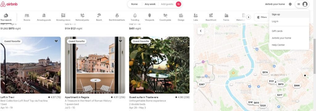 Airbnb sign up
