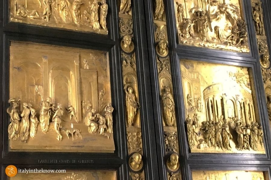 Picture of closeup of two panels from the Door of Paradise of the Baptistry