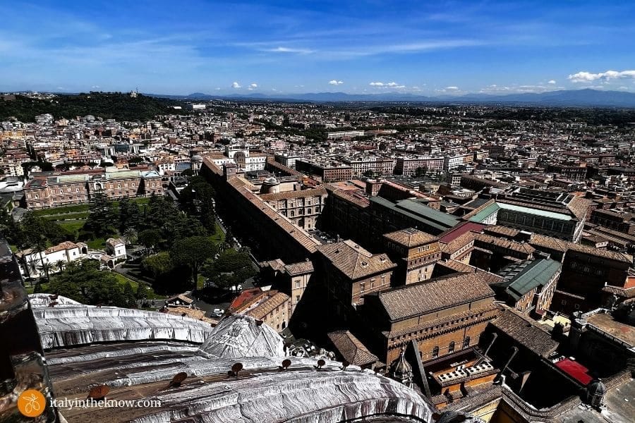 Picture of the View of the Vatican Museums and Sistine Chapel from the dome of St. Peter’s Basilica