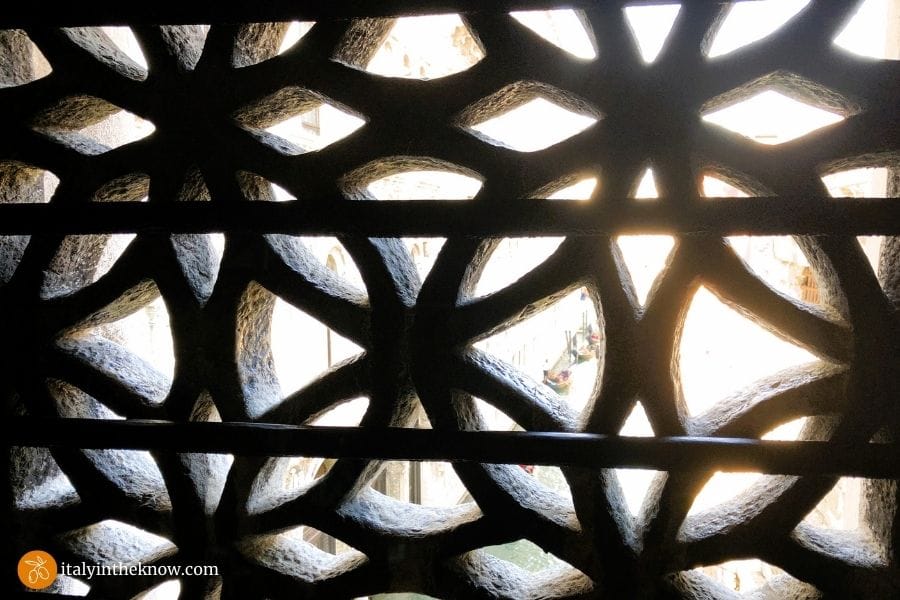 Picture of the view looking out from inside the Bridge of Sighs