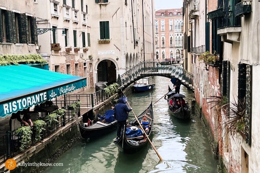 Picture of gondolas on a side canal