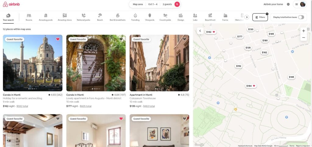 Airbnb showing the benefit of zoom to reduce the number of listings