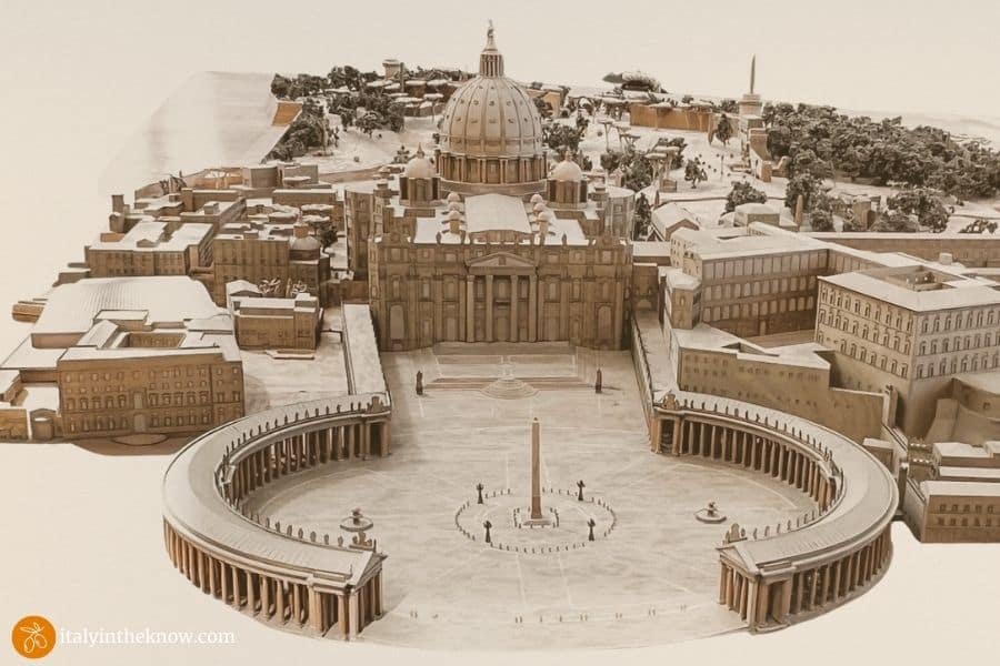 Picture of a model of St. Peter's Basilica and Square at the Vatican