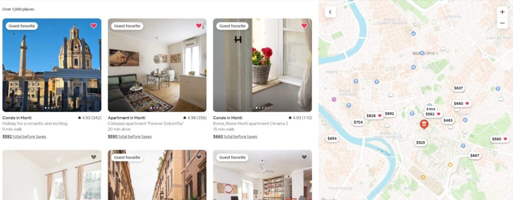 Airbnb listings with total before taxes 