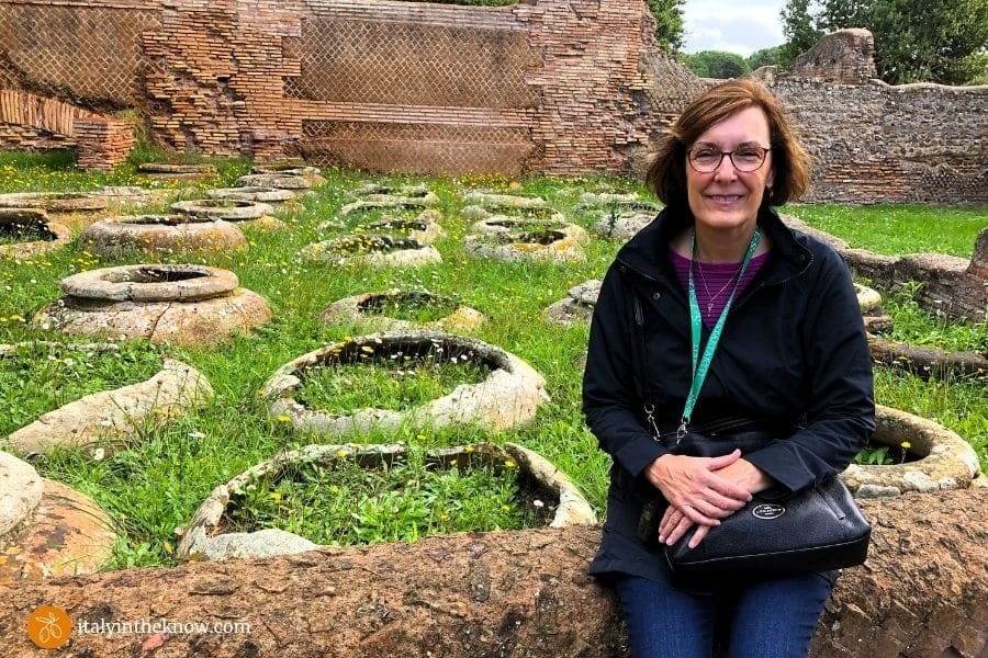 Buried dolia containers in a warehouse