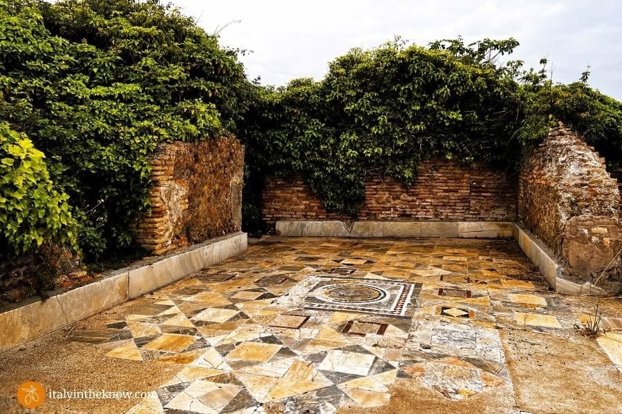 Ruin with patterned marble floor