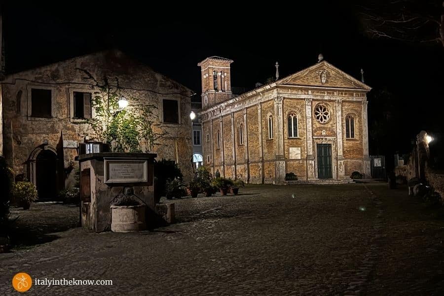Exterior of the Basilica of Saint Aurea at night