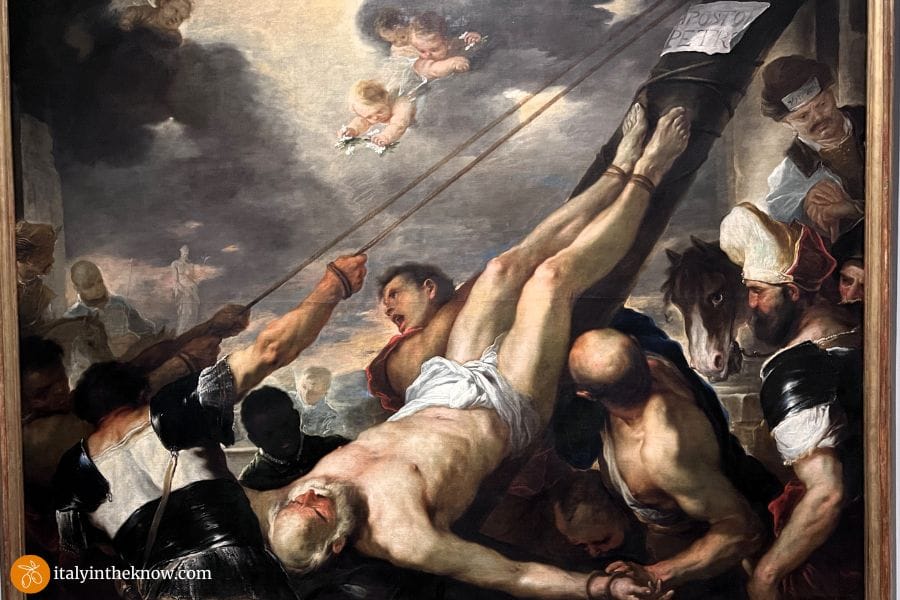 Painting titled Crucifixion of St. Peter by Luc Giordano