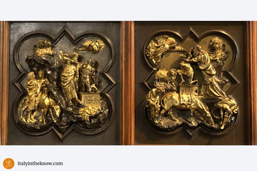 Two door panels for the Baptistery door competition