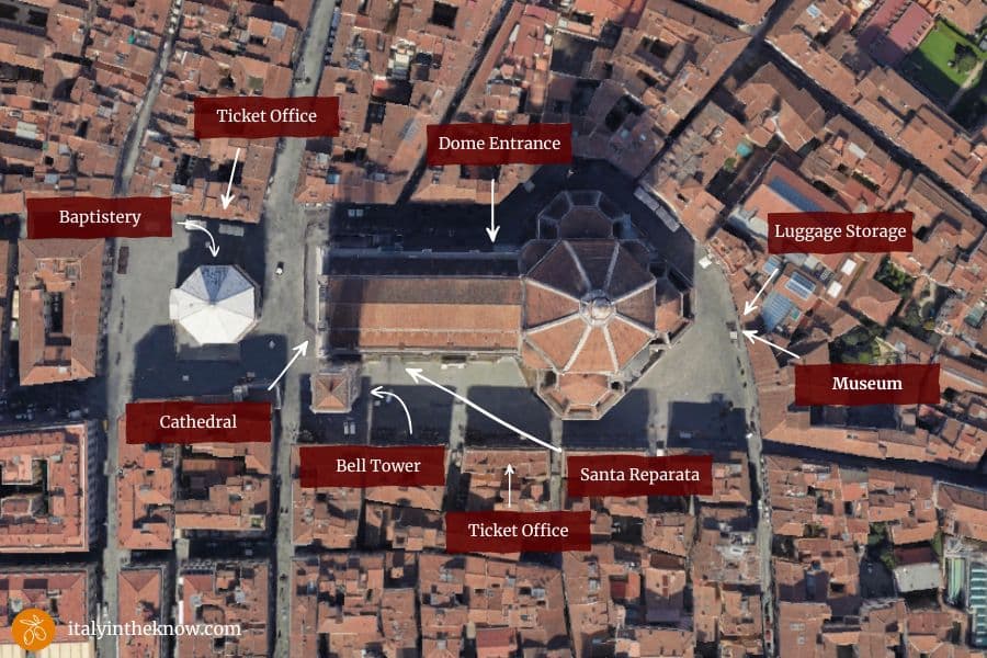 Map of the Florence Duomo Complex with entry points for each site