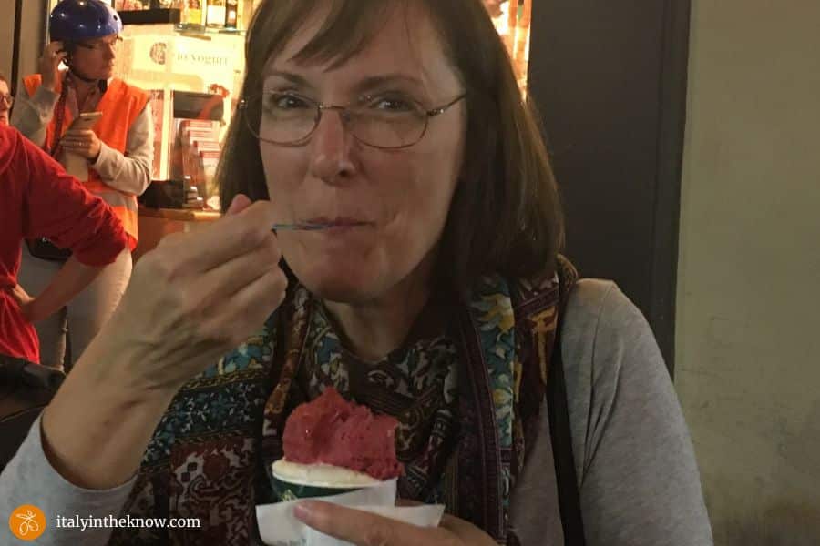 Woman eating gelato