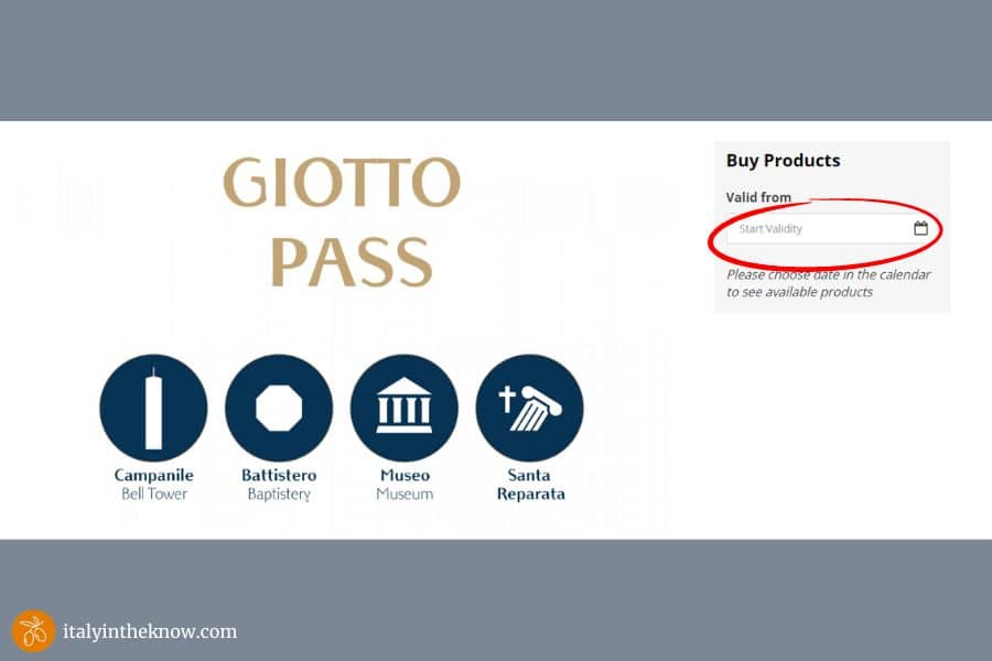 Screenshot of Giotto Pass information
