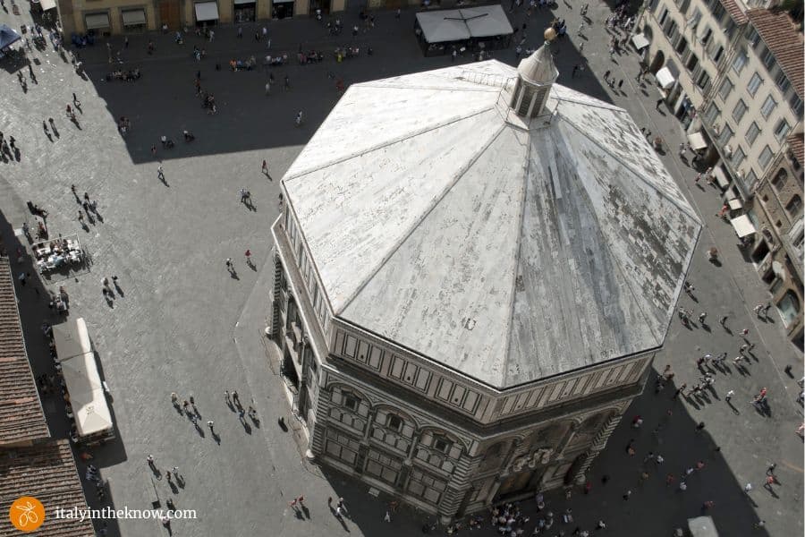 Aerial view of the Baptistery in the Florence Duomo Complex
