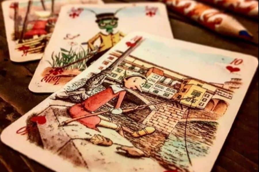 Playing cards with Pinocchio theme
