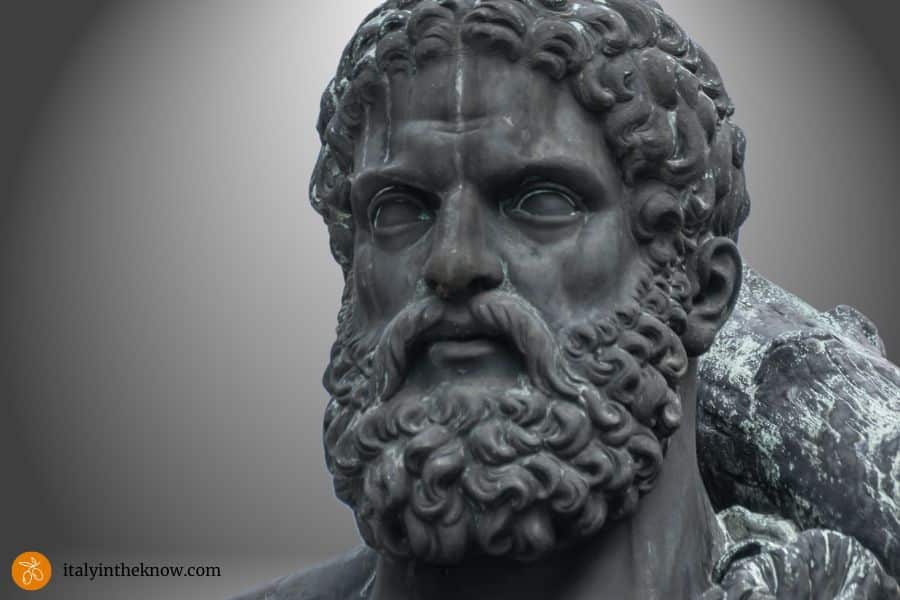 Close-up of statue of Hercules