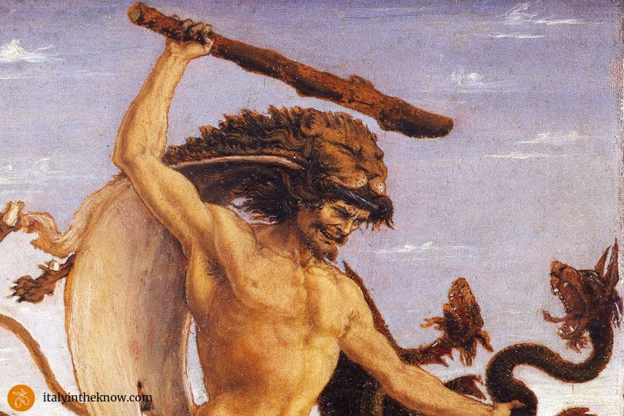 Detail of painting of Hercules.
