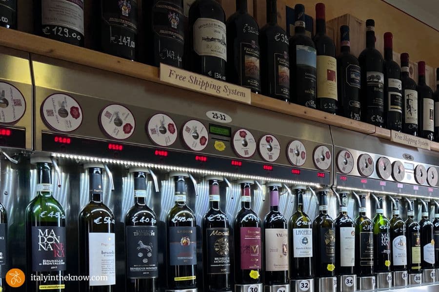 rows of wine bottles