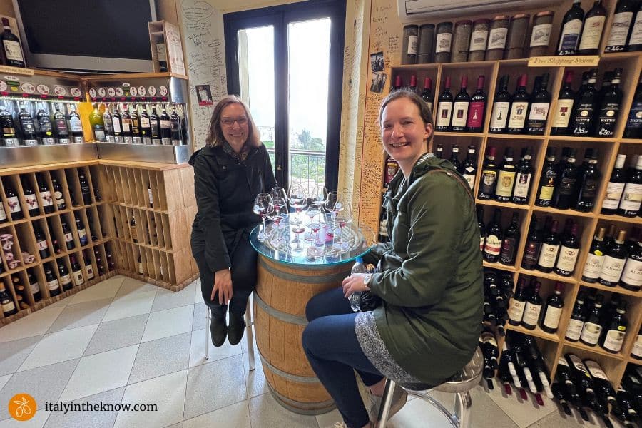 Joyce and Hannalore at a wine tasting