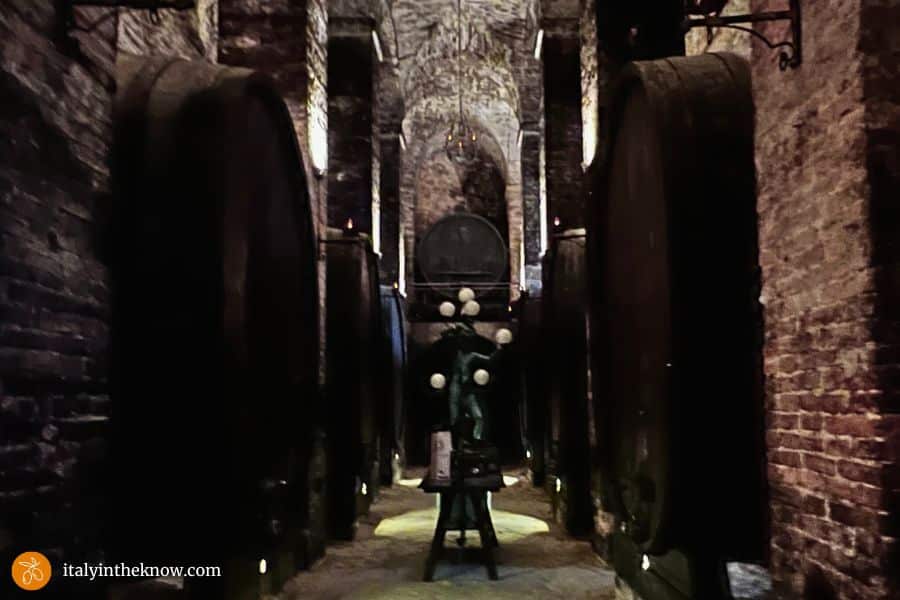 wine cellar with wine barrels